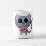 Chat mignon de Kawaii avec le beignet Tasse
