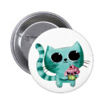 Chat mignon de Kitty avec le petit gâteau de Kawai Badges