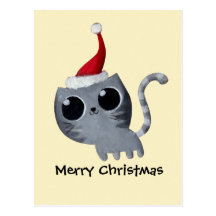 Chat mignon de Noël de Kawaii Carte Postale