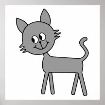 Chat mignon. Marche grise de chat Poster