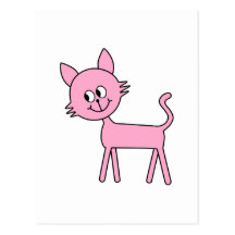 Chat mignon. Marche rose de chat Carte Postale