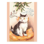 Chat Noël de cru de gui de Neath sur coussin ' Cartes Postales