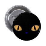 Chat noir avec de grands yeux oranges pin's avec agrafe