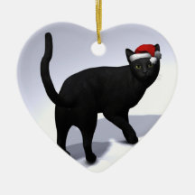 Chat noir avec le chapeau du père noël ornement de noël