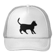 Chat noir casquette de camionneur