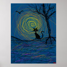chat noir de Halloween Affiche