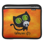 Chat noir de Halloween avec le crâne Housses iPad