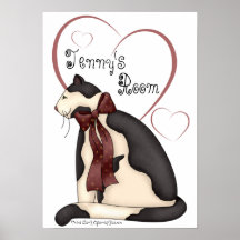 Chat noir et blanc w/Hearts de Kitty Posters