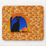 Chat noir et citrouille de Halloween Tapis De Souris