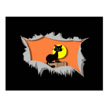 chat noir Halloween Cartes Postales