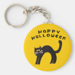 Chat noir Halloween heureux Keychain Porte-clés