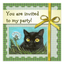 Chat noir invitations personnalisées