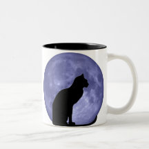 Chat noir, lune bleue mug