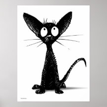 Chat noir oriental gothique affiches