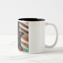 Chat noir sur la couverture tasse à café