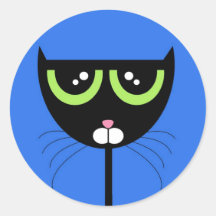 Chat noir sur le bleu - autocollant