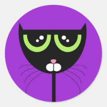 Chat noir sur le pourpre - autocollant