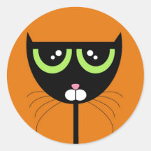Chat noir sur l'orange - autocollant