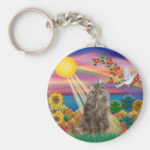 Chat norvégien tigré de forêt - automne Sun Porte-clés