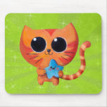 Chat orange mignon avec l'étoile tapis de souris