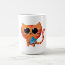 Chat orange mignon avec l'étoile tasse à café