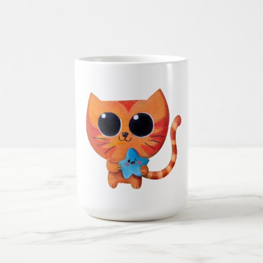 Chat orange mignon avec l'étoile tasse à café
