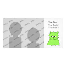 Chat pelucheux de vert de chaux modèle pour photocarte