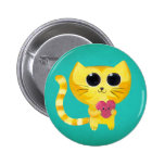Chat romantique mignon avec le coeur de sourire badge