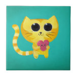 Chat romantique mignon avec le coeur de sourire carreaux
