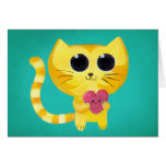 Chat romantique mignon avec le coeur de sourire cartes de vœux