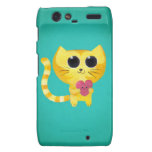 Chat romantique mignon avec le coeur de sourire coques motorola droid RAZR