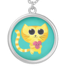 Chat romantique mignon avec le coeur de sourire bijouterie