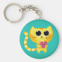 Chat romantique mignon avec le coeur de sourire porte-clefs