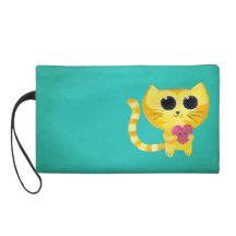 Chat romantique mignon avec le coeur de sourire sac à main avec dragonne