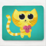 Chat romantique mignon avec le coeur de sourire tapis de souris