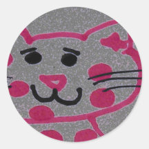 chat rosâtre autocollants ronds