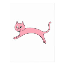 Chat rose sautant carte postale
