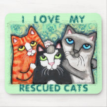 Chat secouru/abri tapis de souris
