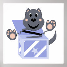 Chat Smokey de Skrunchkin dans la boîte bleue Affiche