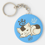 Chat somnolent Keychain d'Onigiri (bleu) Porte-clef