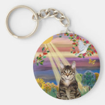 Chat (tigre) - automne Sun Porte-clé