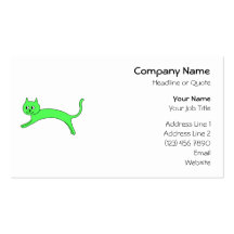 Chat vert clair sautant cartes de visite professionnelles