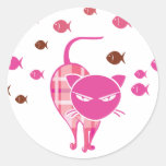 Chat vilain adhésifs ronds