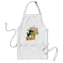Chat vilain mignon - chaton dans un pot de fleurs tablier