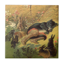 Chat vintage dans le conte de fées Karl Offterding Carreaux En Céramique