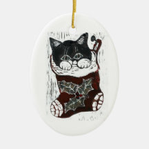 Chaton à l'intérieur d'un bas de Noël - copie de b Décorations Pour Sapins De Noël