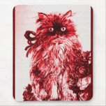 CHATON AVEC DES ROSES, le rouge et le blanc Tapis De Souris