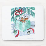 Chaton dans la boîte déchiquetée de cadeau de Noël Tapis De Souris
