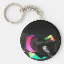 Chaton d'arc-en-ciel porte-clef