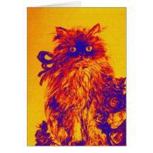 CHATON DE FÊTE DES PÈRES AVEC LES ROSES BLEUS JAUN CARTE DE VŒUX